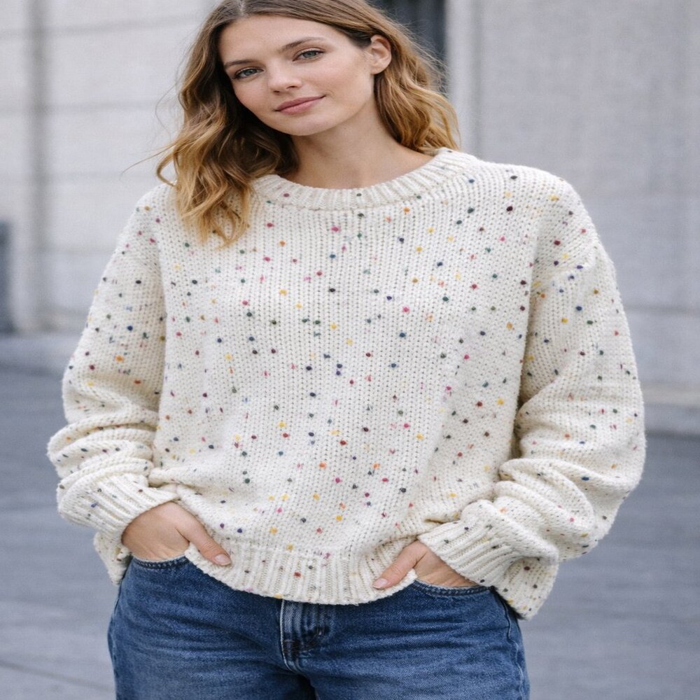 Confetti Popcorn Sweater | Multicolor‎ Textured Knit | Size Small